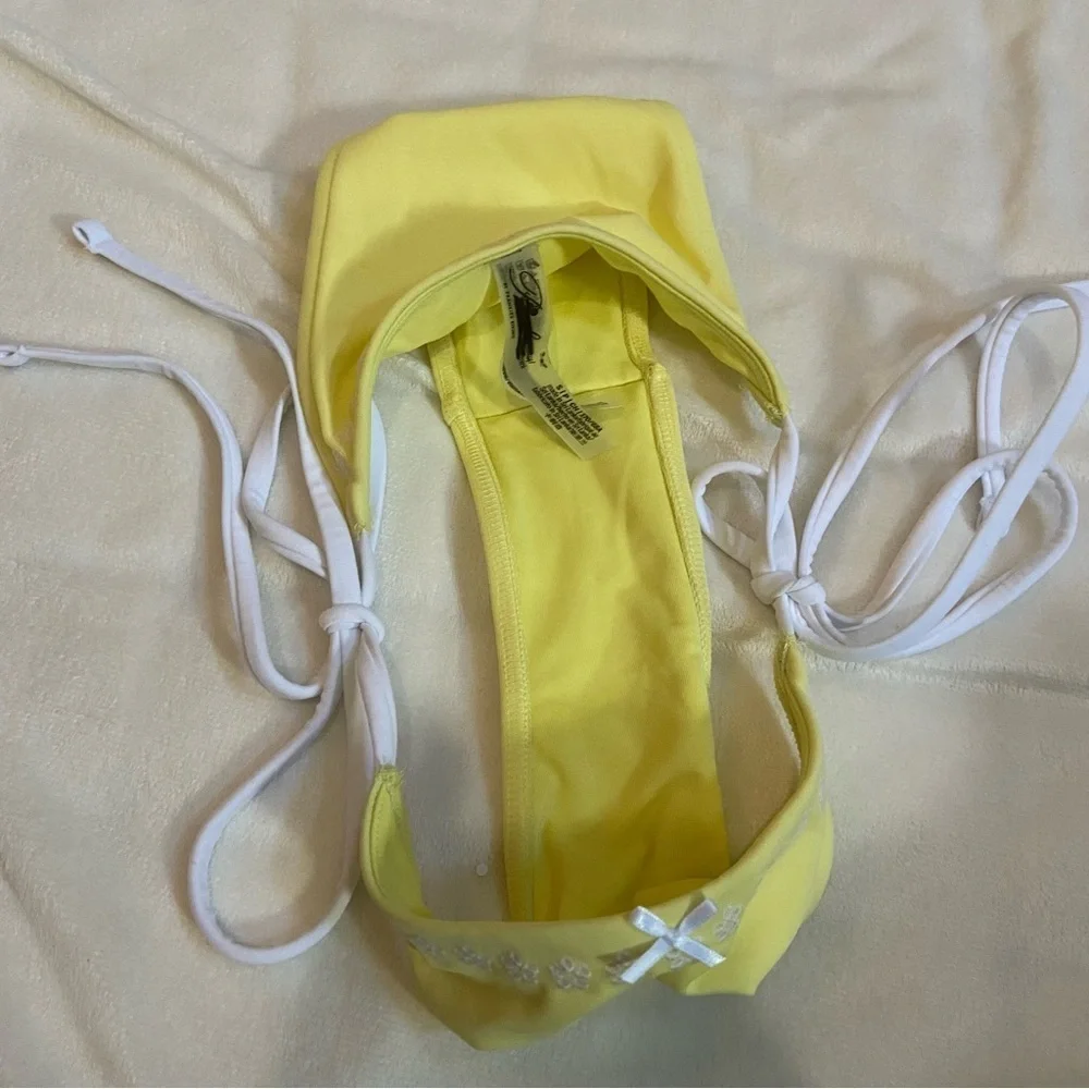 New! Frankie's Bikinis x PINK itsy Yellow Tie-Side Bikini Bottom 1523